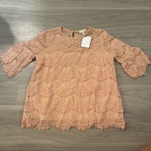 NWT monteau pink laced cropped shirt large